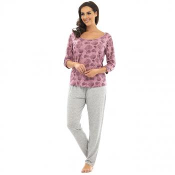 Floral Long Pyjama by Wolf & Harte – Women’s Pink Polycotton Top