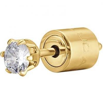 Mono orecchino punto luce in acciaio oro con cristallo bianco 3 mm di Luca Barra