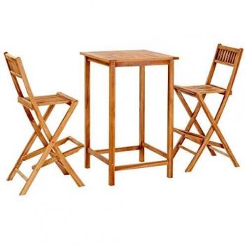 VidaXL Teak Massivholz Bar-Set 3-teilig