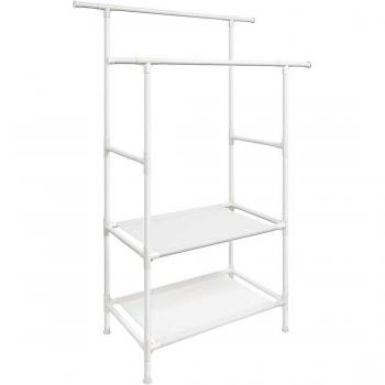 SONGMICS Weißer Metall-Kleiderständer RDR02WT, verstellbar 114-171 cm, Höhe 139 cm
