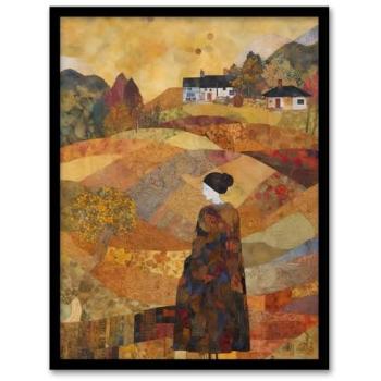 Warm Orange Harvest Field Framed A4 Artwork – Jenny Adamson Collection