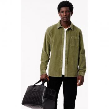 Lacoste Uomo Camicia Velluto a Costine Verde Taglia 41