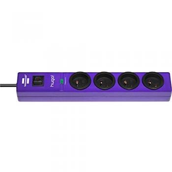 Bloc multiprises Hugo! 4 prises 2 m violet