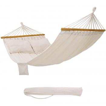 SONGMICS Amaca Portatile per Campeggio e Giardino, Telo con Barre, 300 x 150 cm, Carico Max. 300 kg GDC22M