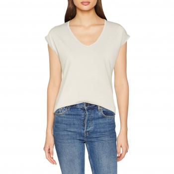 PIECES Pcbillo Tee Lurex Stripes Noos, Camiseta Mujer, Blanco (Detalle Brillante: Oro Lurex), 44 (Talla del fabricante: X-Large)
