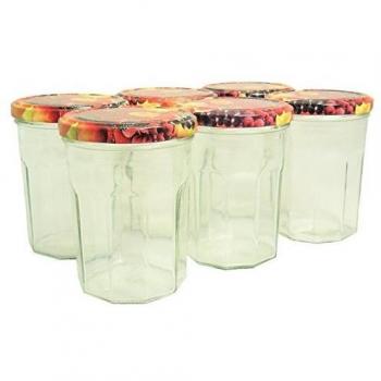 Bouchonnerie Jocondienne 627 6 Pots à Confiture 385 ML Couvercle TO82 Décor Fruits