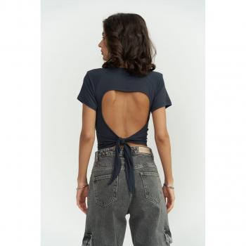 Perla Padded Crop Blouse Anthracite