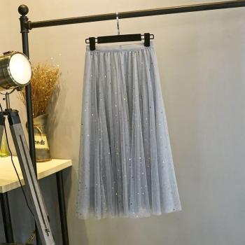 Girls' High Waist Sequined Mesh Fairy Skirt
