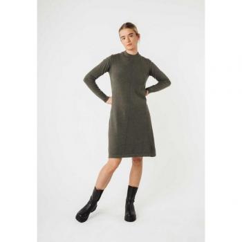 MELA Bio‑Damen‑Midikleid HARLEEN – Langarm, Grün Melange, S (Fairtrade)