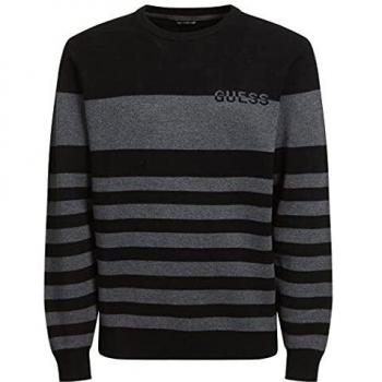 Guess Keith T-shirt Lunga CN Blocking Logo Jacq M1YR61 Z2UZ0 Nero e Carbone Scuro