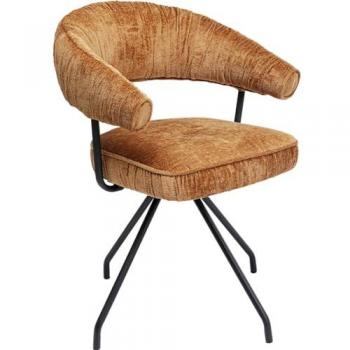 Chaise moderne avec accoudoirs en velours orange