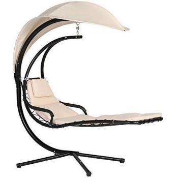 Lettino a dondolo Salone con cuscino, modello JDS-017, colore ecrù