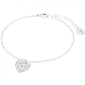 Armband S.OLIVER Herz, 2038766, silber (silberfarben, weiß, weiß), Armbänder, Damen, Silber 925 (Sterlingsilber), mit Zirkonia (synth.)