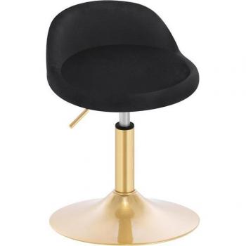 Sedia da Bar in Velluto Nero con Base Oro