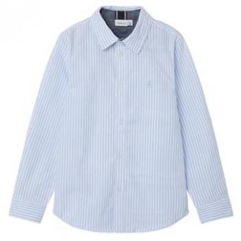 Camisa Nueva “NKMNewsa” Manga Larga Azul y Blanco