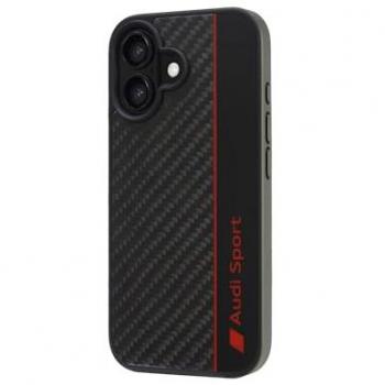 Cover Premium Nera con Motivo Carbonio – Audi iPhone 16