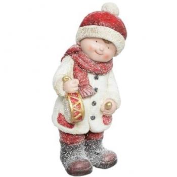 Musicien Garçon en Hiver effet givré H 42 cm