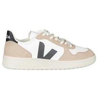 Baskets Veja V-10 Chfree en cuir sans chrome, Beige Blanc Noir Femme