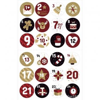 Etiquetas de Embalaje Navideño con Diseño de Calendario