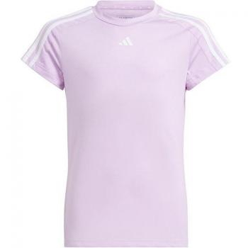Adidas Girls Aeroready Train Essentials 3-Stripes T-Shirt, Pink, Size: 152, Slim-Fit