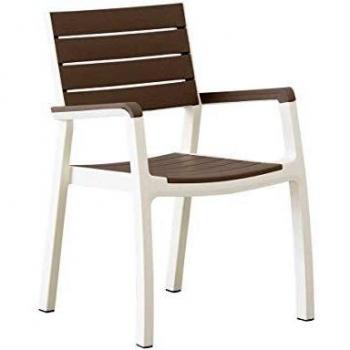 Keter Poltrona modello Harmony in resina antiurto colore bianco e tortora con braccioli