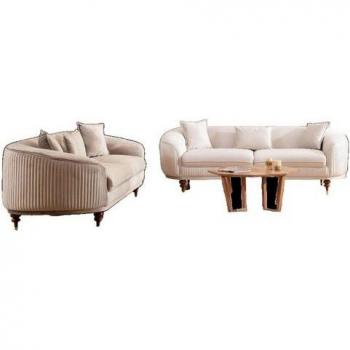Stilvolles Wohnzimmer-Set mit Samtpolsterung