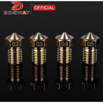 3DSWAY 4pcs/lot 3D Printer Parts e3d v5 v6 Hotend Brass Nozzle M6 Thread 0.5mm