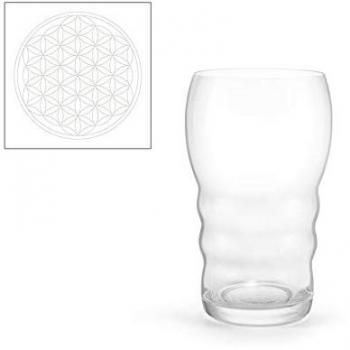 Trinkglas Galileo White 0,5 l mit Blume des Lebens – spirituelles Wasserglas