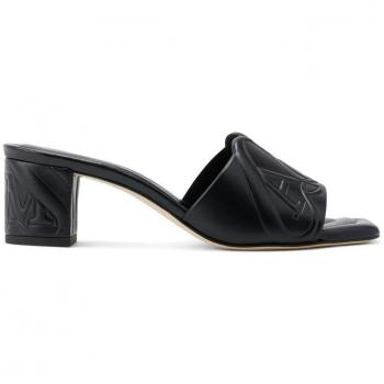 Alexander McQueen Women's Black Leather Seal Sandals Size 37
