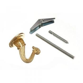 Ceiling Plant Hanging Basket Lift Off Hook Brass Finish & Toggle