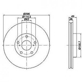 Brake disc Textar 92168003 front, ventilated, single piece