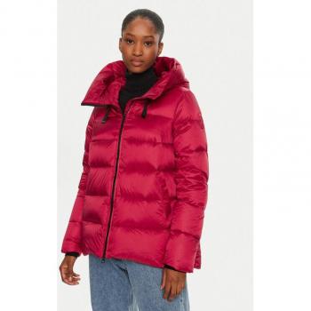 BomBoogie Women's Regular Fit Red Down Jacket with Hood in Size L