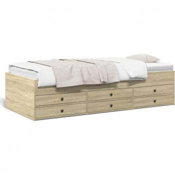 Cajón-Sofa Sonoma 90x190 – Elegancia en Roble sin Colchón