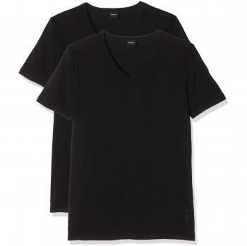 Hugo Boss Herren Slim Fit V‑Neck Shirt (2er Pack) – Schwarz, Größe L