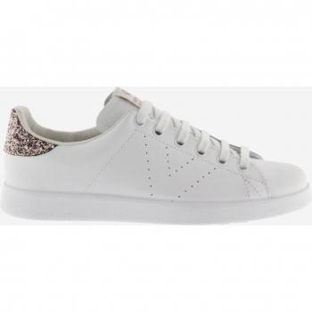 Baskets Victoria cuir arrière pailleté logo perforé femme