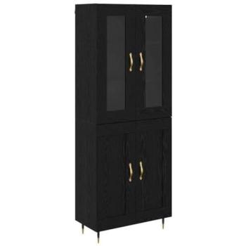 Dual Highboards in Black Oak Engineered Wood – 2 Pack
