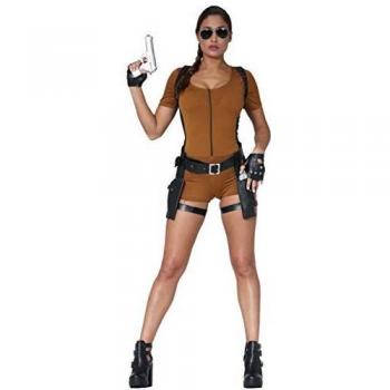 Costume aventurière lara croft (tissu extensible)