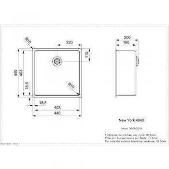 SOLIDO Edelstahlspüle New York 40x40 Unterbau