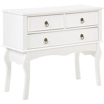 White MDF Console Table with 3 Drawers, Dimensions: 91 x 35 x 75 cm