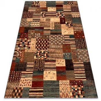RugSX Kashqai Wool Patchwork – 135 × 200 cm (Terracotta/Beige)