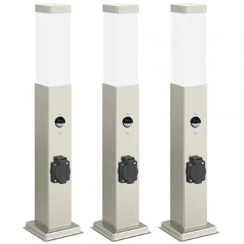 VidaXL Pollerleuchten Edelstahl mit Sensor und Steckdose 50 cm 3er Pack