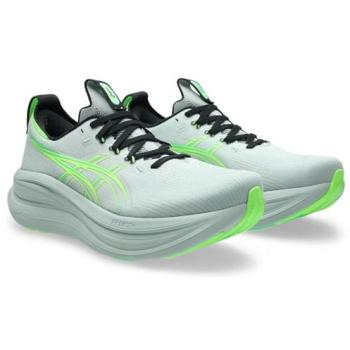 Gel‑Nimbus 28 Herren Laufschuh – Grau‑Grün SS26, Größe 43,5