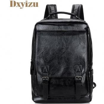 Sac à dos carré en cuir pour homme, Preppy, grande capacité