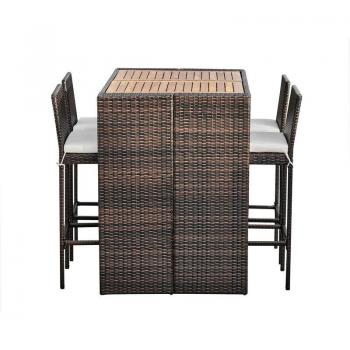 Set da Giardino in Rattan con Tavolo e Sedie Alte