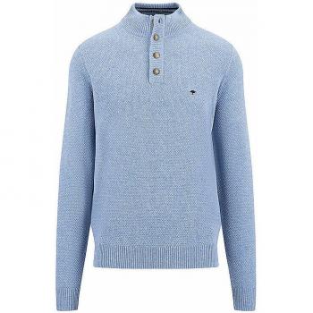 Fynch Hatton Strickpullover Herren Troyer Kragen hellblau