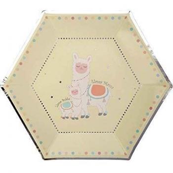 Plato de papel multicolor Llama Love
