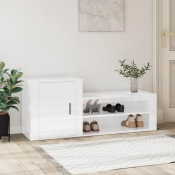 JINLEFU Mueble zapatero madera contrachapada blanco brillo 130x35x54 cm vidaXL