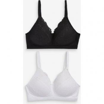 Post‑Operation Comfort Lace Bra Pair – B‑G, Black/White, 2 Pack