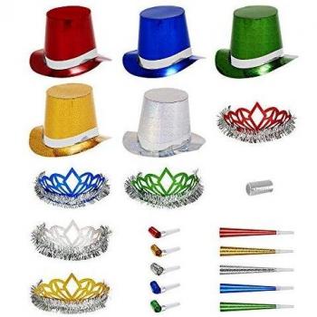 Coffret fête adulte avec chapeaux, trompettes, couronnes