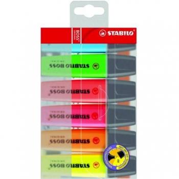 STABILO BOSS 70/6 Textmarker Blister mit 6 fluoreszierenden Farben